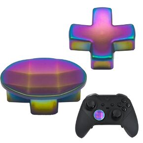 2 Pack Metal D-Pads for Xbox One Elite Series 2 ,Standard D pad and Faceted D Pad Replacement Accessories for Xbox One Elite Series 2 Cord Controller(Rainbow)