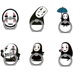 Set of 6 No Face Man Cell Phone Ring Holder Stand Adjustable Universal Finger Alloy Ring Holder for iPhone for Halloween