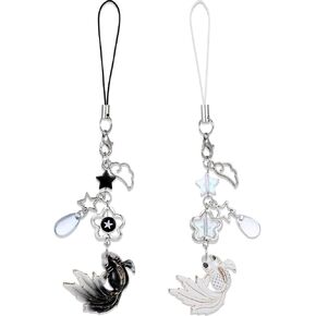 2 Pcs Cute Y2k Keychain Phone Keychain Cute Y2k Keychains Charms for Phone Case Koi Star Beads Phone Charms Aesthetic Y2k Accessories for Women Phone Bag Camera Pendants Decor