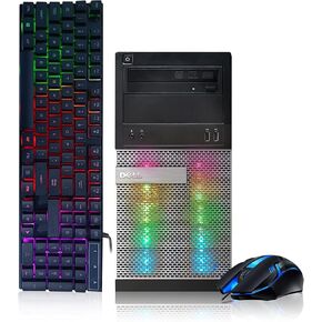 Dell RGB Gaming Desktop PC, Intel Quad I5 up to 3.6GHz, Radeon R5 340X 2GB, 16GB RAM, 128G SSD + 2TB, DVD, WiFi & Bluetooth, RGB Keyboard & Mouse, Win 10 Pro (Renewed)