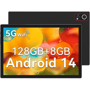 2024 Latest Tablet Android 14 Tablets 10 Inch, 128GB ROM+8GB RAM (4+4 Virtual)+512GB Expandable, Octa-Core Processor, 10 Inch Tablet with 5G WiFi, 7000mAh Battery Tablet PC, Dual Camera, BT5.0 — Black
