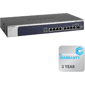 NETGEAR XS508M 8-Port 10 Gigabit Ethernet Switch | 7 x 10G Ethernet + 1 x 10G Ethernet SFP+ | 𝐑𝐚𝐜𝐤-𝐌𝐨𝐮𝐧𝐭𝐚𝐛𝐥𝐞 | Cloud Care's 3 Year Warranty SupportPlus Included
