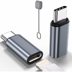 2 Pack Lightning to USB C Adapter for iPhone 15/16/16 Pro Max/Plus,Samsung S24,Support Charging,Type C Charger Connector Cable,Lightning Female to USB C Male Adapter,Not for Audio Gray