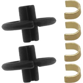 2 Sets Kisser Buttons Fit for All Types of Bows Compound Recurve Archery Buckle with 4PCS Copper Anchor Clips, Black Golden