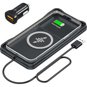 Wireless Car Charger,LANSEMKU Car Wireless Charger Charging pad Non Slip 15w Fast Charger for Car Wireless Phone Charger for iPhone 16/15/14/13/12 Pro Max,Samsung S23 S22 S20 for Android (30CM Cable)
