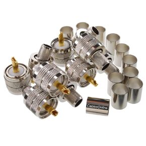 CablesOnline UHF PL-259 Male Crimp Type Connector for 50-Ohm RG8/RG213/LMR400 Coax Wire (10 Pack)