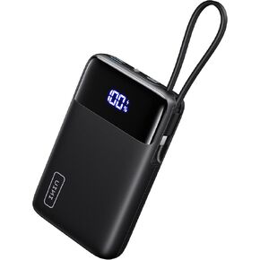 INIU Portable Charger, Smallest 20000mAh Power Bank with Build in USB-C Cable, 45W PD Fast Charging USB C in&Out Battery Pack, External Phone Charger for iPhone 15 14 13 12 Samsung S22 S21 Google etc