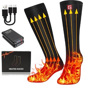 MMlove Heated Socks for Men Women with 3 Heat Set,Electric Heated Socks Rechargeable Foot Warmers Washable Heated Socks for Camping Fishing Skiing Hiking