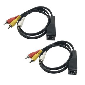 Seadream 2 Pack 80cm 3 RCA to RJ45 Balun Component Video and Audio Extender Over Cat5/6/7 Ethernet Cable Up to 1000ft