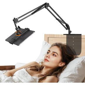 Tablet Stand, Overhead Bed Phone Holder, Adjustable Universal 360° Rotatable Metal Tablet Holder Stand, Phone Stand for iPad, iPhone, Kindle, Cell Phones or Other 5.0~12.9 Inch Device