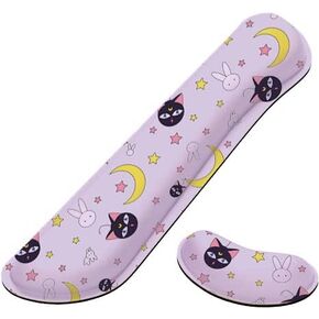 DUOAMAREPurple Anime Keyboard Wrist Rest Cute Kawaii Mouse Pad with Wrist Support Mouse pad Enlarge Gel Memory Foam for Computer Desk Decor Accessories Office Gaming Laptop