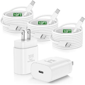30W iPhone 16 15 Charger Super Fast Charging 10Ft,iPhone 16 15 Pro Max USB C Charger Block &10FT Extra Long USB C Charging Cable for iPhone 16/16 Pro Max/15/15 Pro Max/15 Plus,Samsung Galaxy S24 Ultra