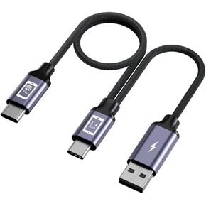 USB C OTG Cable with Power, 2 in 1 USB-C Male to USB A Y Charging Cord and USB C Y Audio Splitter Cable Compatible with MacBook Pro, iPhone 15, Sound Card, for Live Streaming/Live Broadcast