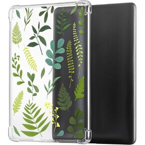 CoBak Clear Case for 6" Kindle 2024 and 2022 (11th Generation) - Ultra-Slim Soft TPU Transparent Cover,Lightweight & Durable Protection, Leafs