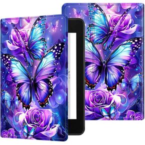 for Kindle Paperwhite 12th Generation 2024 7" Case/Kindle Colorsoft Signature Edition 7" Case, Multi-Angle Viewing Shockproof Smart Protective Case with Auto Wake/Sleep, Butterfly Blue Sky