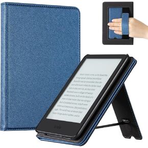 CoBak Case with Stand for for 6" Kindle (2024 & 2022, 11th Gen) – PU Leather Smart Cover with Auto Sleep/Wake & Hand Strap, Premium Protective Case for Kindle Basic