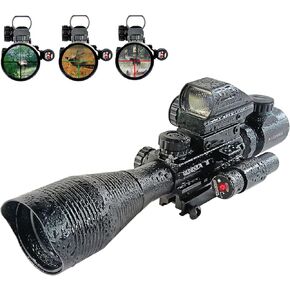 Combo Rifle Scope 4-12X50EG Optical AR15 M4 Riflescope Tactical Holographic Reflex Sight for Practitioner Trainee Hunting Fishing Chasing