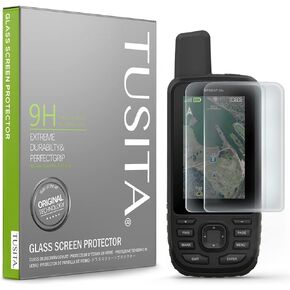 TUSITA Tempered Glass Screen Protector Film Compatible with Garmin GPSMAP 66i/66s/66st/66sr/67/67i - 9H Hardness, HD Clarity, 2-Pack