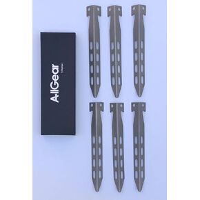 6-Pack Titanium Outdoor Camping, Hiking, Climbing V Shape Stakes Tent pegs, Wide 14mmx165mm