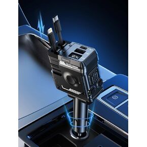 Retractable Car Charger 4 in 1 Fast Car Phone Charger 69W for iPhone 16 Car Charger Fast Charging, Valentines Gifts for Men Women Car Accessories for iPhone 16 15 14 13 12, Black
