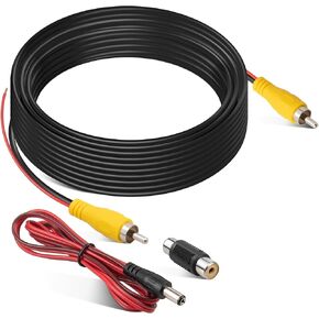 EWAY 20ft RCA Video Extension Cable w/Trigger Wire for Connection to Car Reverse Rear View Backup Camera and Aftermarket Radio Monitor Head Unit Stereo, w/Female Coupler Adapter and DC Power AV Cord