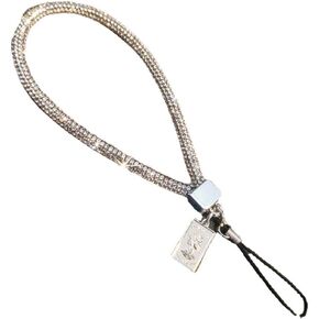 Silver Crystal Phone Lanyard Full Diamond Pendant Wrist Strap Bling Wristlet Keychain Strap for Woman Wallet Bag Credit Card Holder Lanyards and Wrist Straps Accessories