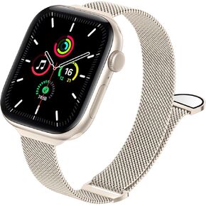 JKD Soft Magnetic Band Compatible with Apple Watch Bands for Women 40mm 41mm 38mm 46mm 45mm 44mm 42mm, Metal Stainless Steel Mesh Loop Replacement Bracelet Strap for iWatch Series 10 9 SE 8 7 6 5 4 3