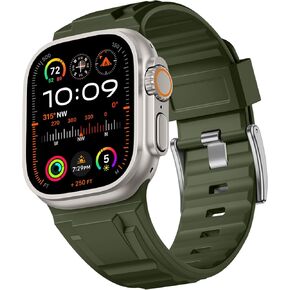 Dirrelo Sport Band Compatible with Apple Watch Bands for Men 49mm 46mm 45mm 44mm 42mm, Soft Wide Wristbands Waterproof Replacement TPU Strap Women for iWatch Series 10 9 8 7 6 5 3 2 1 SE Ultra 1 2