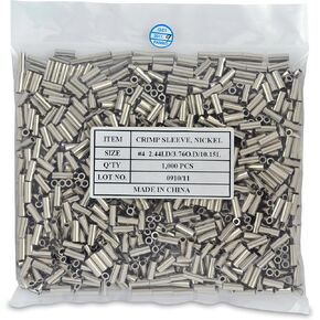 Wire & Cable Specialties Surflon Size 4-1000-Piece Picture Wire Crimping Sleeves, Bright Stainless PCS-4N-1000