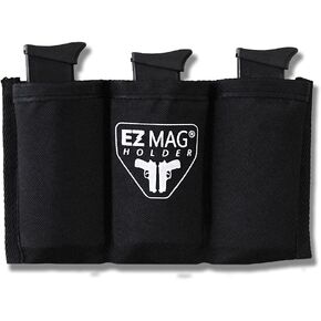 EZ Magazine Holder, Adhesive Magazine Pouch Organizer for Gun Safe, Car, Desk, Door - Pistol Clip Protection with Nylon Interior, Ammunition Single/Double Stack 9mm 10mm .40 .45