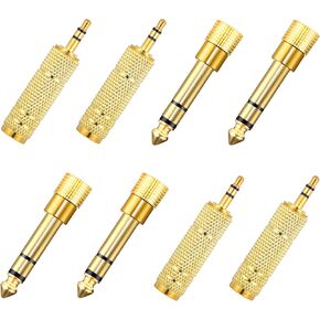 8Pack Headphone Jack Adapter, 3.5mm (1/8 Inch) Male To 6.35mm(1/4 Inch) Female Adapter and 6.35mm（1/4） To 3.5mm(1/8) Audio Adapter, 360 Degree Grip Audio Jack Adapter for Headphone, Microphone
