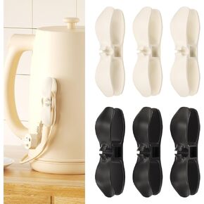 6PCS Cord Organizer for Appliances, Cord Wrappers for Kitchen Appliances Stick On, Cord Holder, Cord Winder for Air Fryer, Blender, Coffee Maker, Pressure Cooker, Toaster. (3PCS White & 3PCS Black)