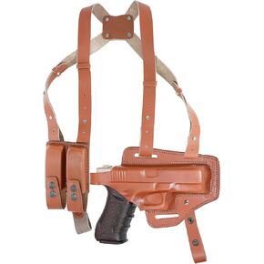 Leather Holster for Glock 17, 2 Slot Pancake OWB Leather Holster Thumb Break Right Hand (Alis337)