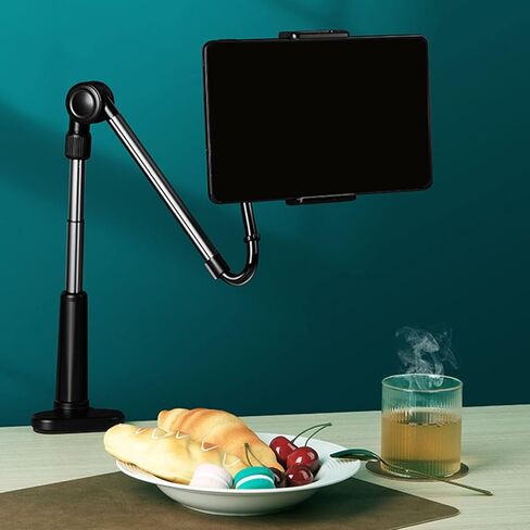 Health Gear Tablet Clamp Holder Desk Mount Clamp, Flexible 360 Degree Adjustable Tablet Arm Mount Stand Holder Universal Phone Clamp Bracket, Sturdy Aluminum Alloy Bendable Arm in Saudi Arabia