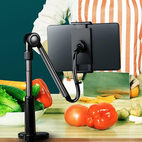 Health Gear Tablet Clamp Holder Desk Mount Clamp, Flexible 360 Degree Adjustable Tablet Arm Mount Stand Holder Universal Phone Clamp Bracket, Sturdy Aluminum Alloy Bendable Arm in Saudi Arabia