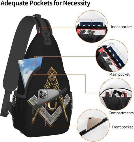 Master Mason Masonic Hiking Daypacks Cross-body Sling Backpack for Men Women Outdoor Cycling Hiking Travel in Kuwait