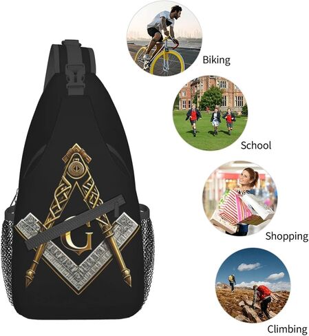 Master Mason Masonic Hiking Daypacks Cross-body Sling Backpack for Men Women Outdoor Cycling Hiking Travel in Kuwait