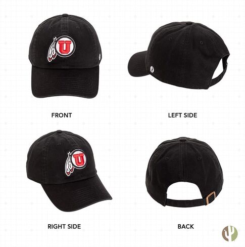 University of Utah Baseball Hat UT Utes Brimmed Embroirderd Hats Cap Adjustable Cloth Strap Adult (Style K) Grey in Saudi Arabia
