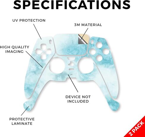 الجلد متوافق مع PlayStation 5 PS5 Controller (2 Pack) - Blue Marble - Premium 3M Vinyl Wrap Decal Cover - من السهل تطبيق | مصنوع في الولايات المتحدة الأمريكية من قبل Mayyskins in Saudi Arabia
