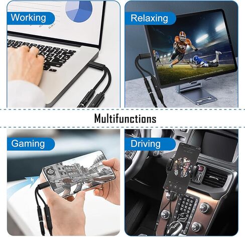 محول سماعة رأس USB C إلى 3.5 مم وكابل الشاحن ، 2 في 1 من النوع C إلى 3.5 ملم Aux Aux Audio Audio Adapter ، USB C PD شحن سلك دونجل لشركة Samsung Galaxy S24 S23 Ultra ، A54 ، A53 ، A14 ، S22 ، S20 ، S20 ، S20 ، S20 S10 ، بكسل 7 in Kuwait