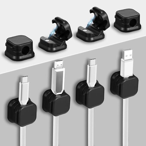 8 Pack Magnetic Cable Clips Smooth Adjustable Cable Clips Easy Under Desk Cable Management Adhesive Wire Keeper Organizer Hide Charger Cord Holder for Home Desk Office Car Desktop Nightstand in Saudi Arabia
