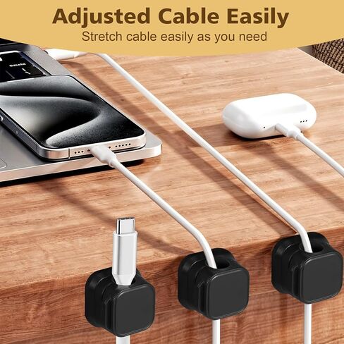 8 Pack Magnetic Cable Clips Smooth Adjustable Cable Clips Easy Under Desk Cable Management Adhesive Wire Keeper Organizer Hide Charger Cord Holder for Home Desk Office Car Desktop Nightstand in Saudi Arabia