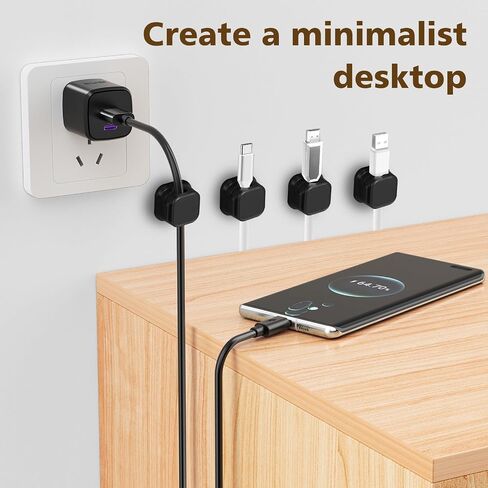 8 Pack Magnetic Cable Clips Smooth Adjustable Cable Clips Easy Under Desk Cable Management Adhesive Wire Keeper Organizer Hide Charger Cord Holder for Home Desk Office Car Desktop Nightstand in Saudi Arabia