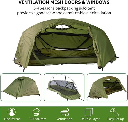 1 Person Hiking Tent, Ultalight and Easy to Set Up Waterproof with Aluminum Frame, 3 Season Camping Double Layer Shelter Portable Tent with Carry Bag in Saudi Arabia