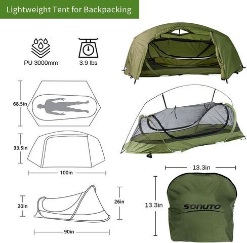 1 Person Hiking Tent, Ultalight and Easy to Set Up Waterproof with Aluminum Frame, 3 Season Camping Double Layer Shelter Portable Tent with Carry Bag in Saudi Arabia
