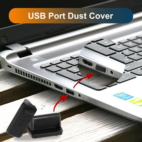 uxcell 8Pcs Rubber USB Port Cover USB 2.0 Type A Female Port USB Port Caps Plug Protector Dustproof Anti Dust USB Dust Cover for Computer Laptop Notebook, Black in Saudi Arabia