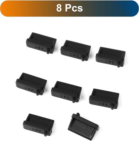 uxcell 8Pcs Rubber USB Port Cover USB 2.0 Type A Female Port USB Port Caps Plug Protector Dustproof Anti Dust USB Dust Cover for Computer Laptop Notebook, Black in Saudi Arabia
