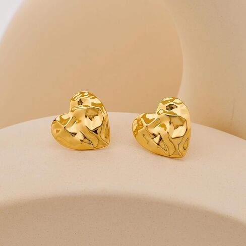 هيسويل اقراط حلقية ذهبية ملتوية على شكل قلب مجوف، اقراط متدلية للنساء in Kuwait