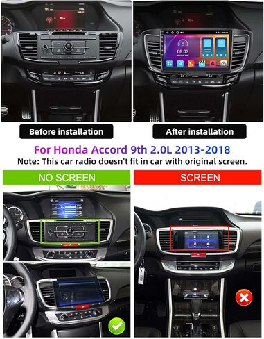 Unitopsci 2g+ 32g لـ Honda Accord 9th Gen 2.0L 2013-2018 Radio Android Car Stereo Wireless Carplay Android Auto Mirror Link 10.1 inch touchscreen GPS Mavigation Bluetooth FM WiFi WiFi SWC+ in Kuwait