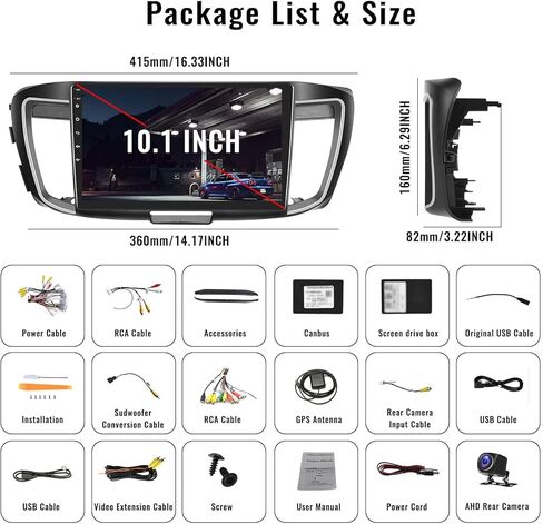 Unitopsci 2g+ 32g لـ Honda Accord 9th Gen 2.0L 2013-2018 Radio Android Car Stereo Wireless Carplay Android Auto Mirror Link 10.1 inch touchscreen GPS Mavigation Bluetooth FM WiFi WiFi SWC+ in Kuwait